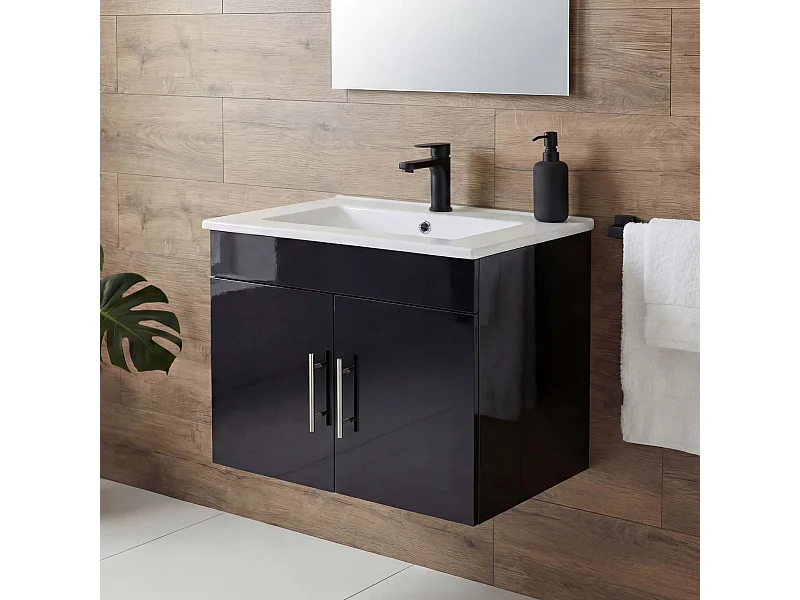 Wastafel + onderkast MCW-D16,  zwart