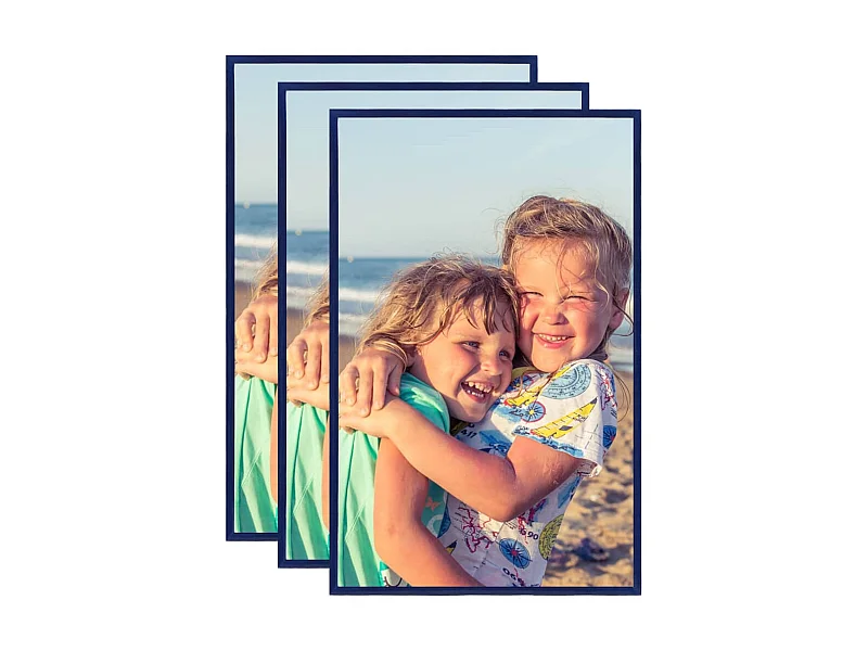 vidaXL Collage de cadres photo 3 pcs de table Bleu 13x18 cm MDF