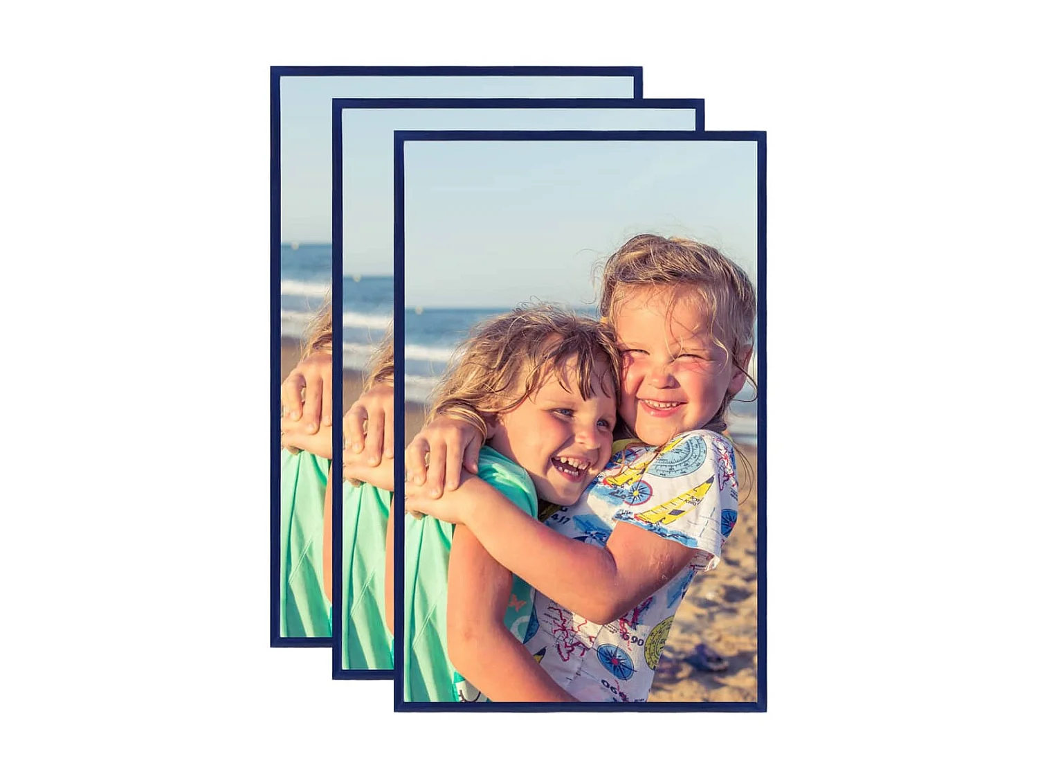 vidaXL Collage de cadres photo 3 pcs de table Bleu 13x18 cm MDF