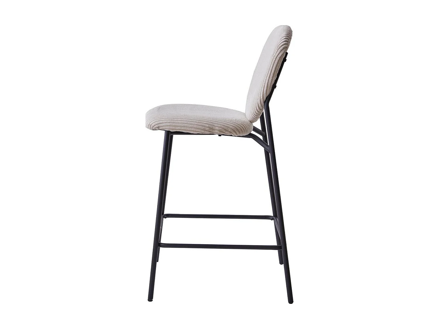 Lot de 2 tabourets de bar en velours côtelé beige, piètement métal noir - Betty