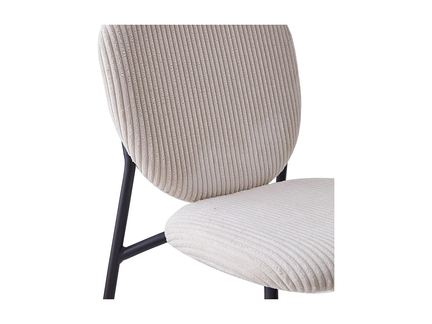 Lot de 2 tabourets de bar en velours côtelé beige, piètement métal noir - Betty