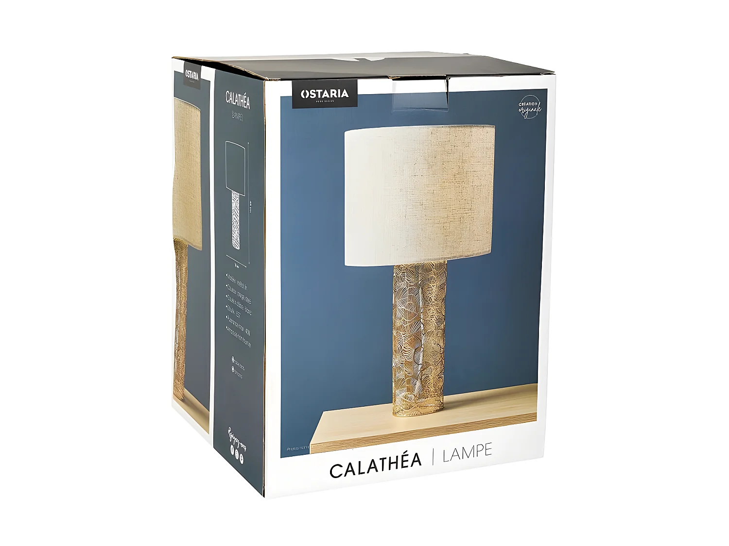 Lampe métal doré ajouré Calathéa Ostaria