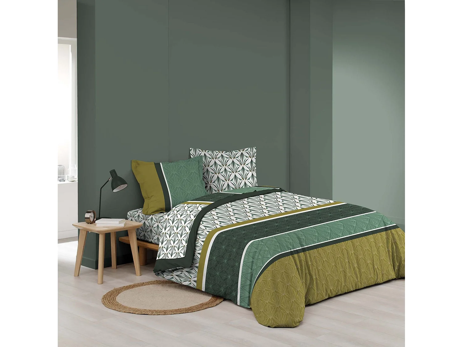 Parure de Lit 3 Pièces "Bogota" 240x220cm Vert