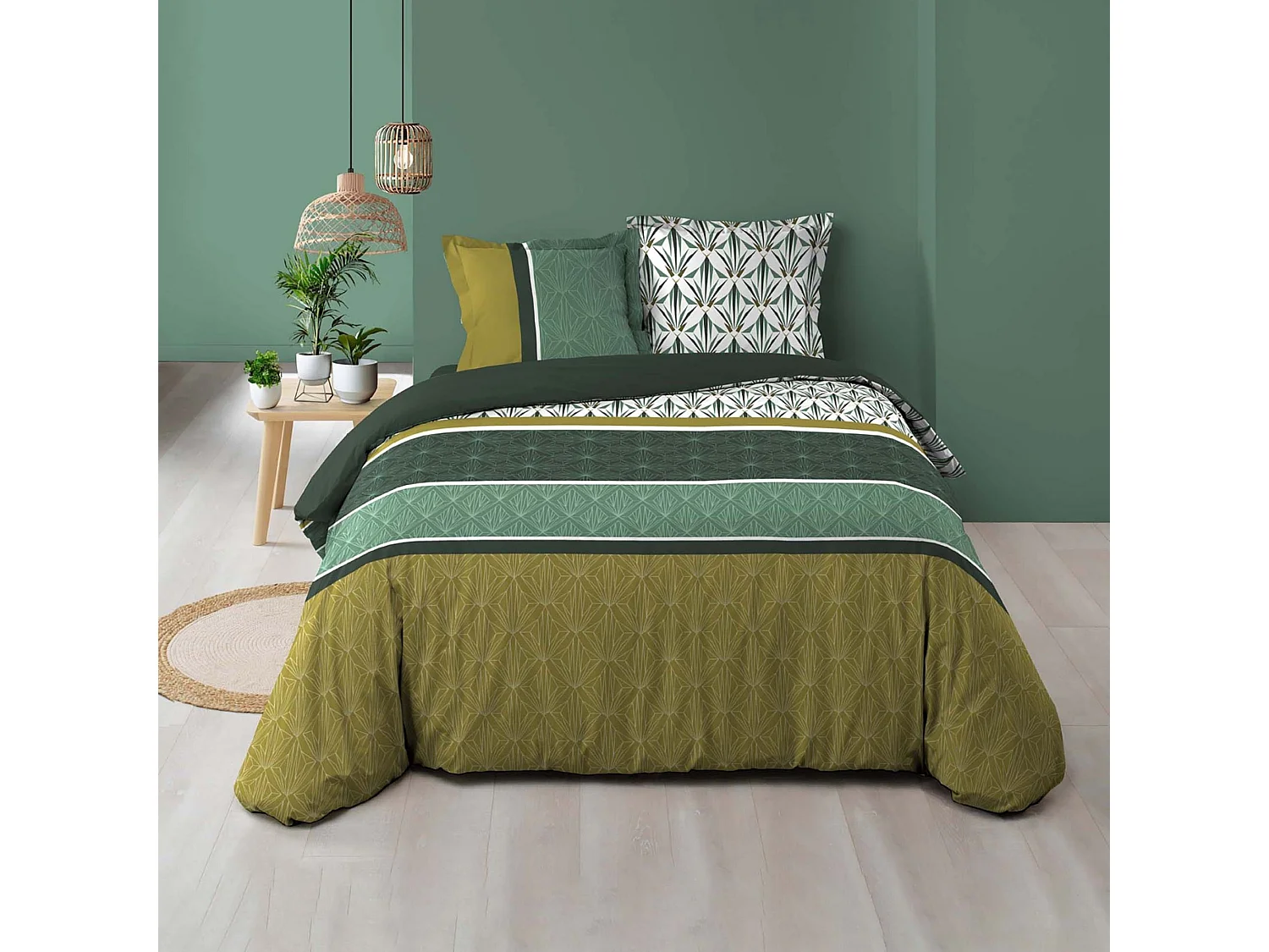 Parure de Lit 3 Pièces "Bogota" 240x220cm Vert