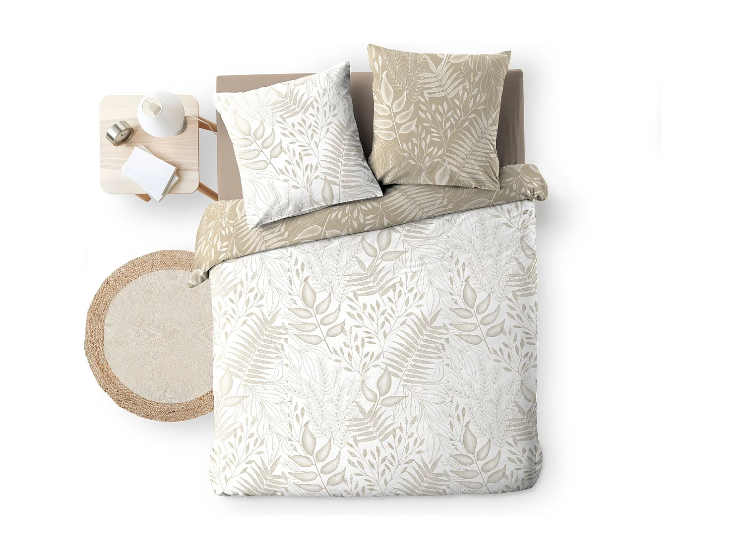 Wende-Bettwäsche-Set aus Baumwolle mit Blattmuster