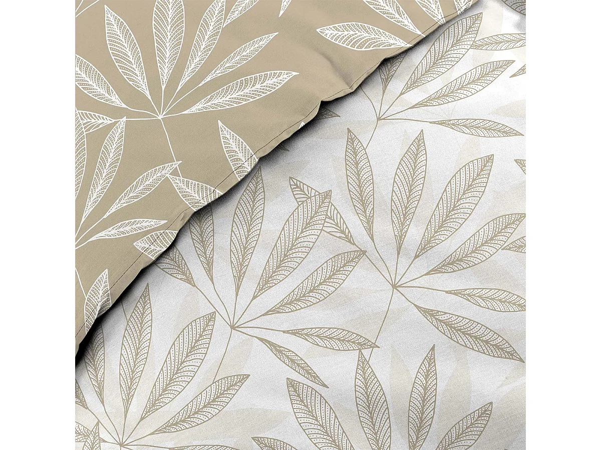 Juego de Cama 3 Piezas Malia 240x220 cm 100% Algodón Reversible Beige con Cierre de Broches