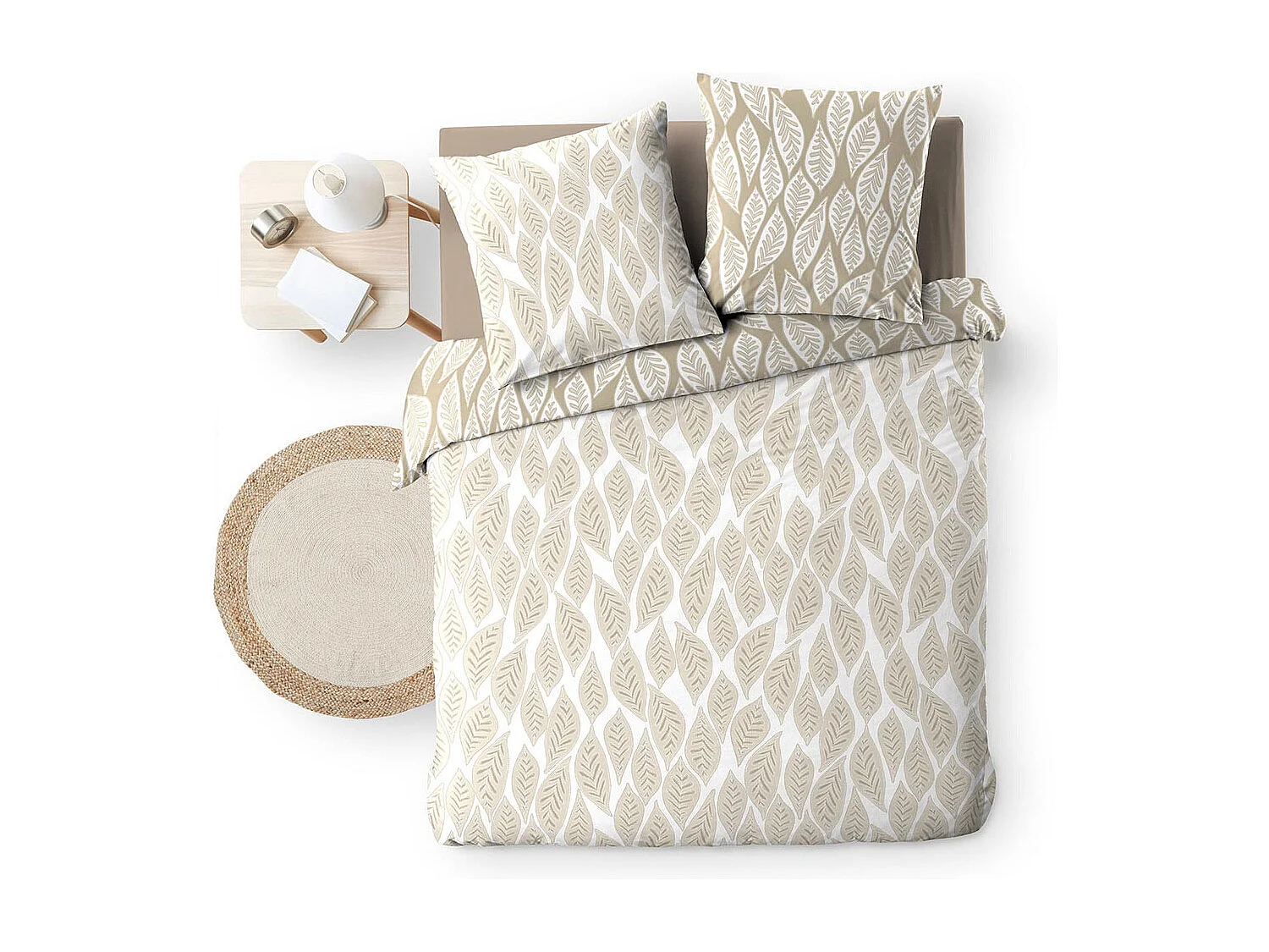 Parure de Lit 3 Pièces "Mareva" 240x220cm Beige