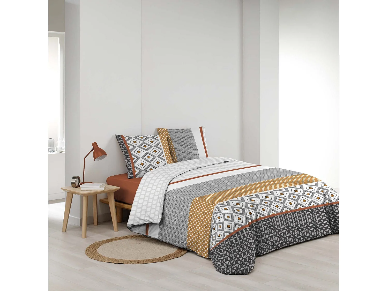 Parure de Lit 3 Pièces "Arsene" 240x220cm Gris