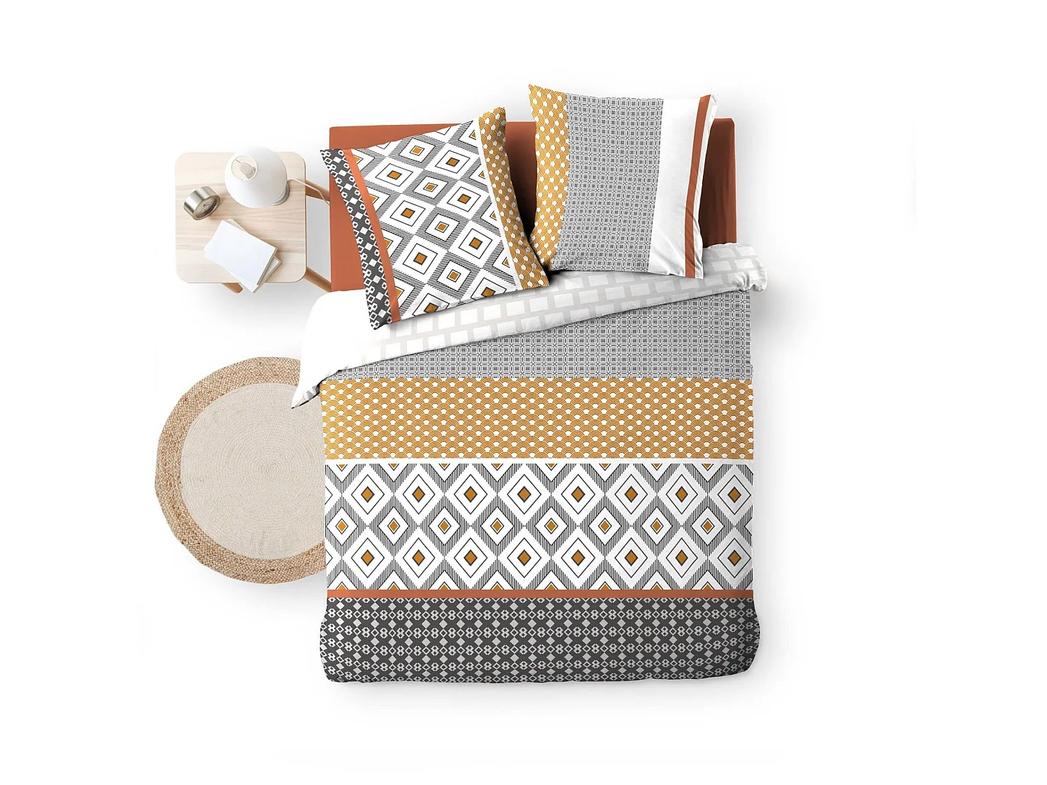 Parure de Lit 3 Pièces "Arsene" 240x220cm Gris