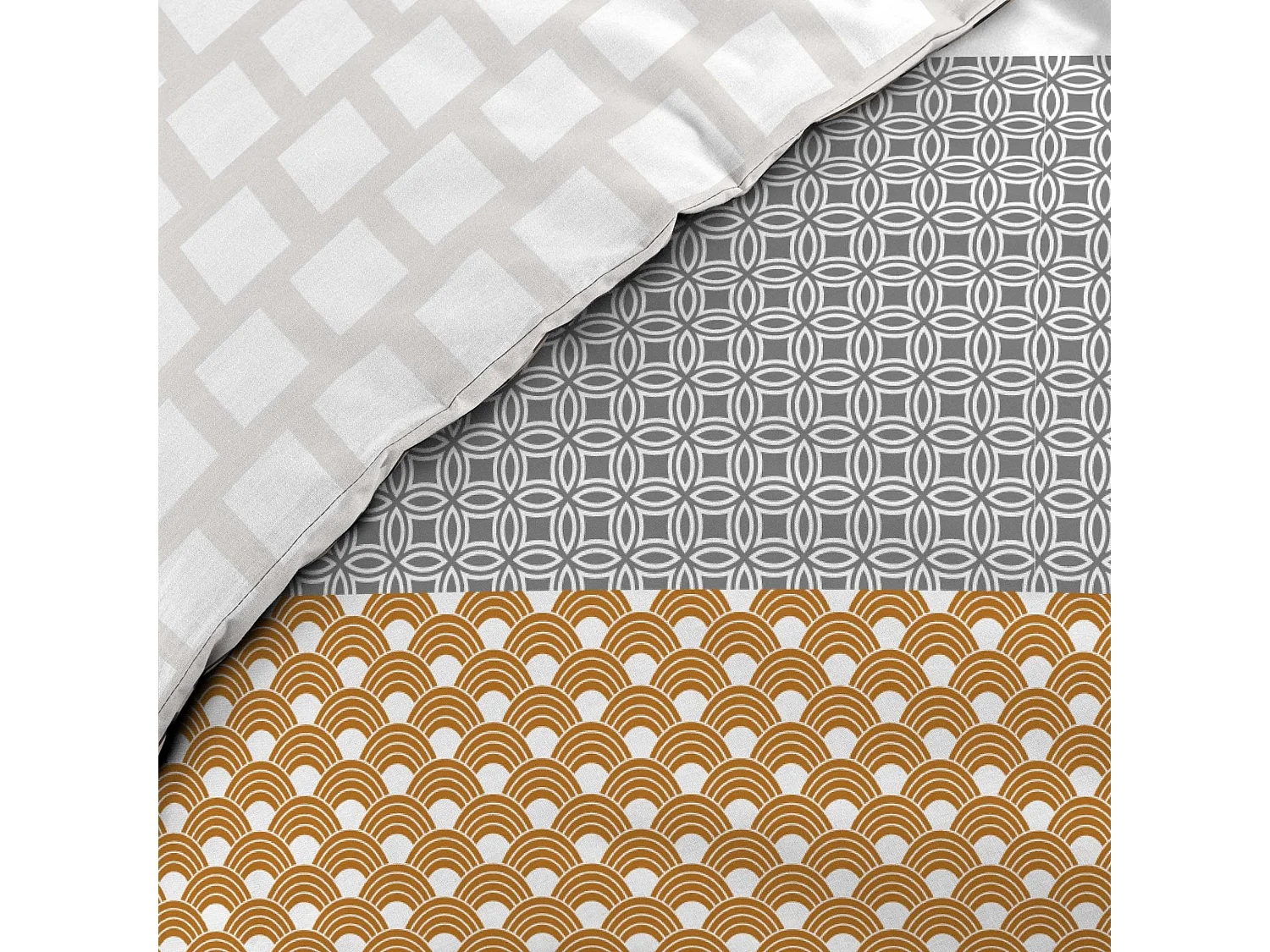 Parure de Lit 3 Pièces "Arsene" 240x220cm Gris