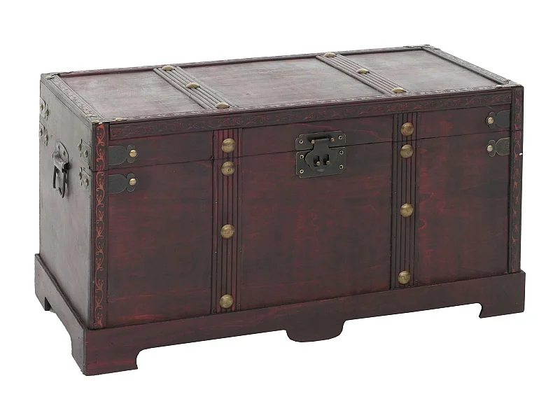 Baule forziere Valencia decorativo legno bordi quadrati 29x57x30cm versione L