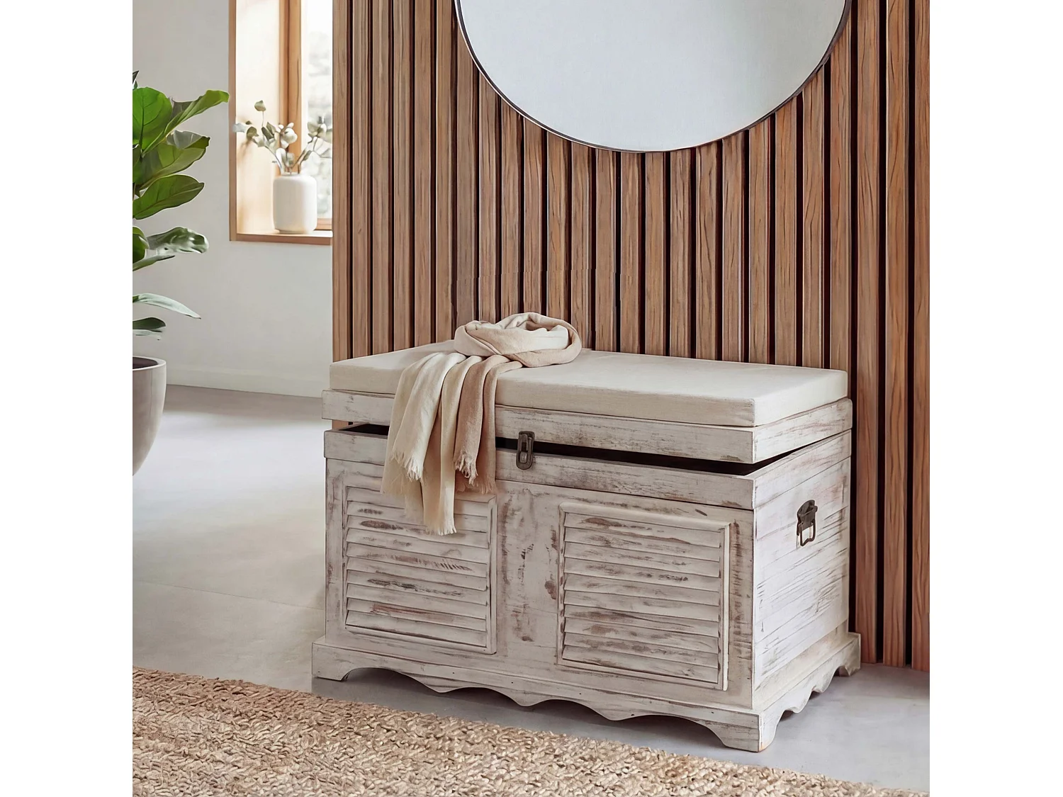 Coffre en bois H356,  blanc