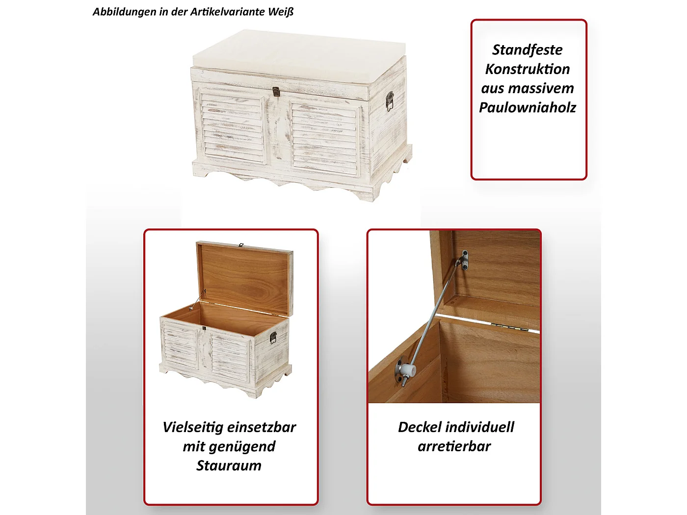 Coffre en bois H356,  blanc