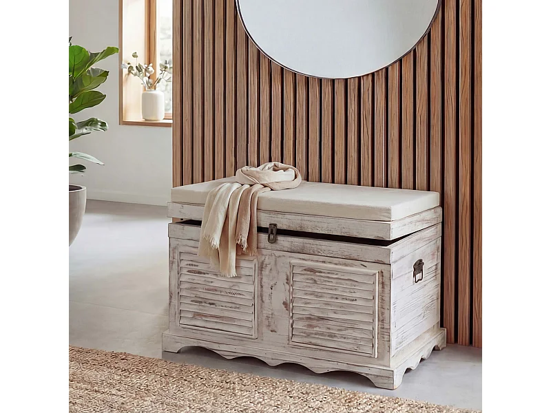 Skrzynia drewniana H356,  biała