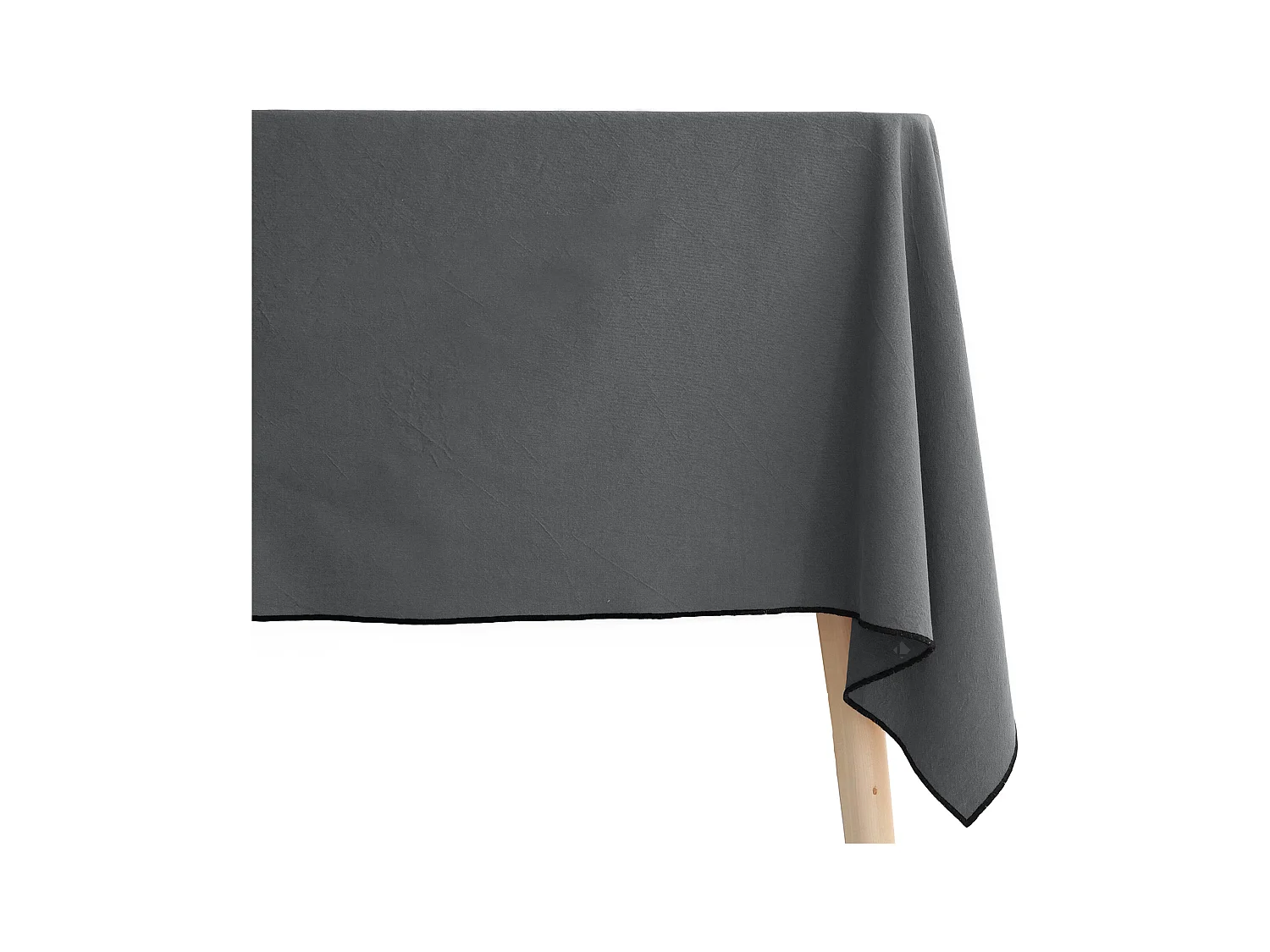 Nappe coton 160x250 cm HONO gris Anthracite finition point bourdon