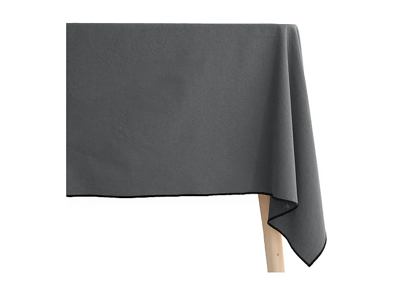 Nappe coton 160x250 cm HONO gris Anthracite finition point bourdon
