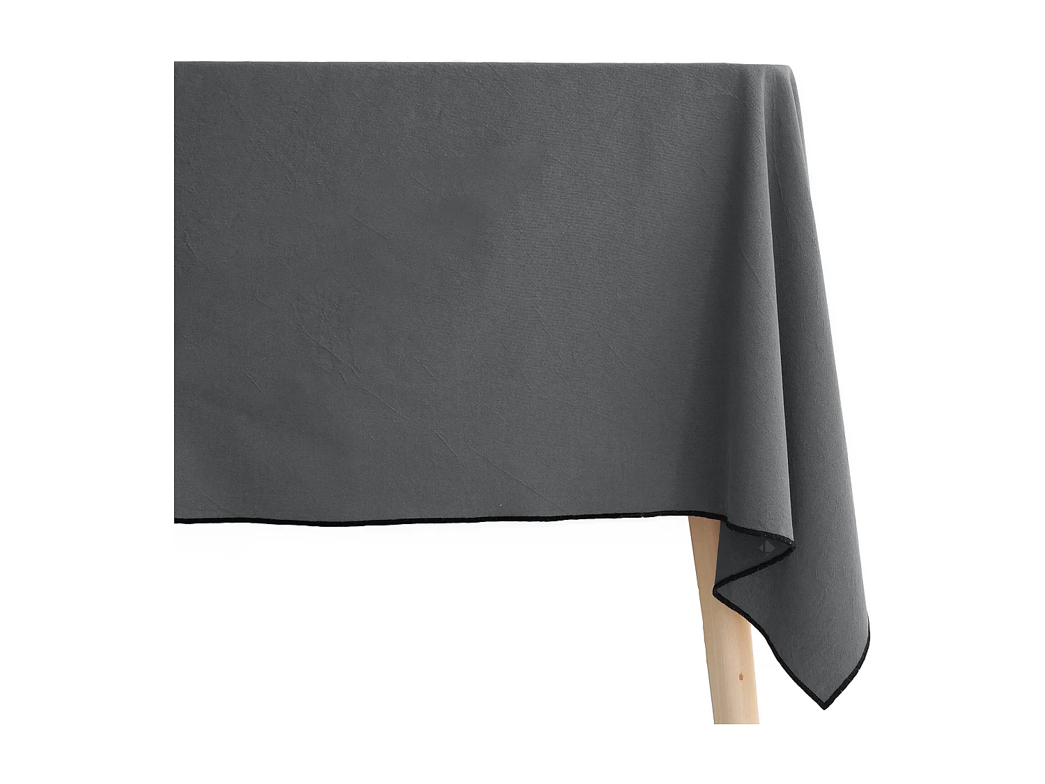 Nappe coton 160x300 cm HONO gris Anthracite finition point bourdon