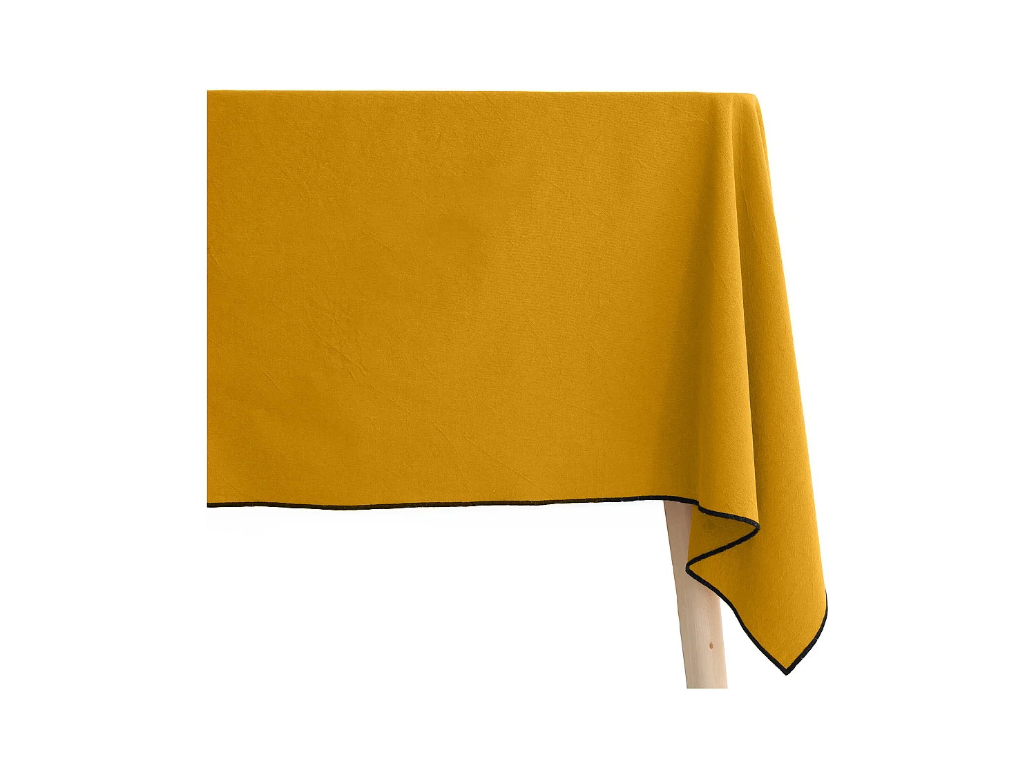Nappe coton 160x250 cm HONO jaune Curry finition point bourdon