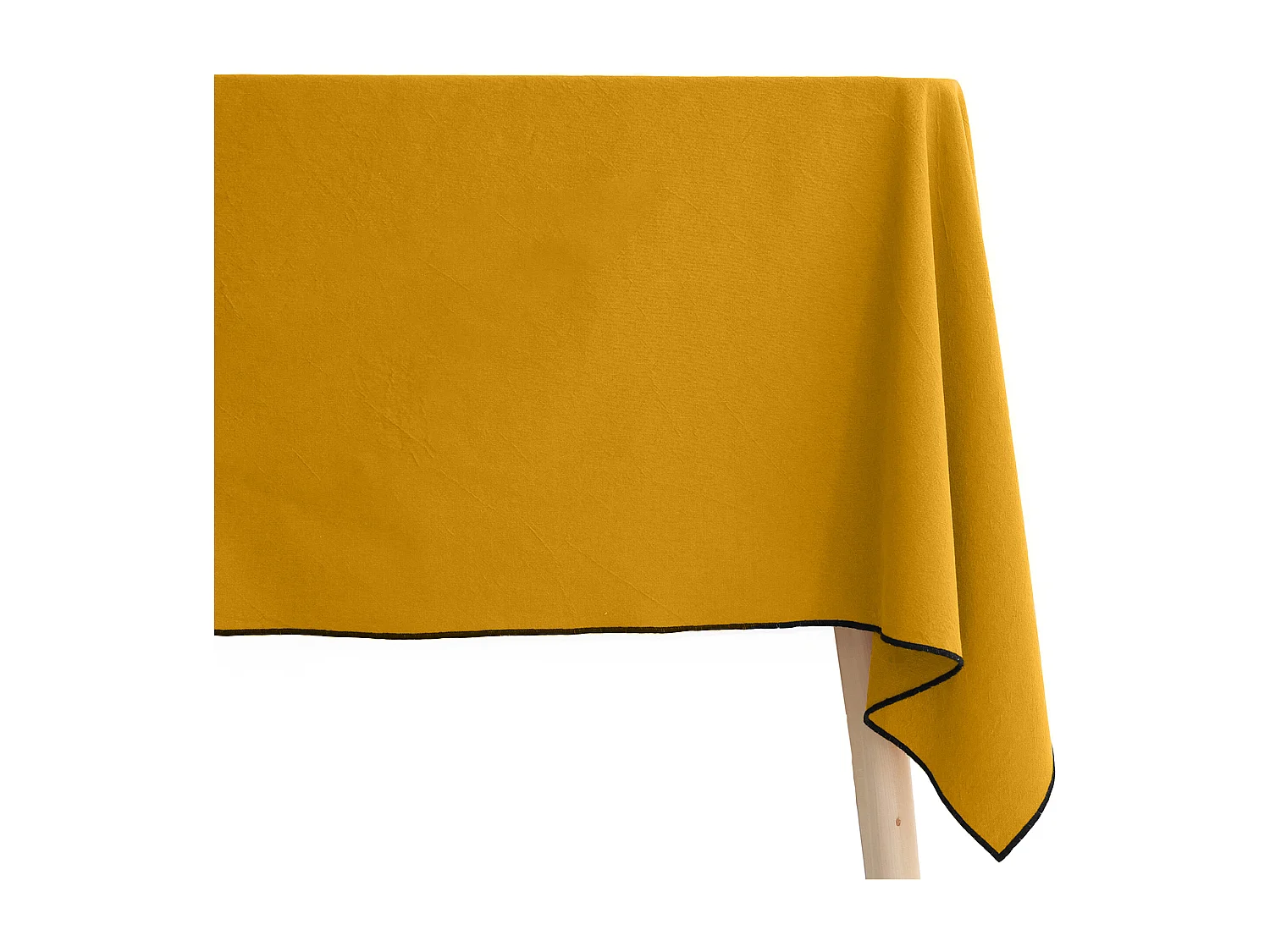 Nappe coton 160x300 cm HONO jaune Curry finition point bourdon