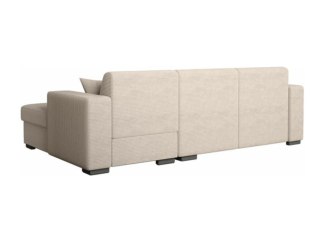 Canapé d'angle droit 4 places Fuji XL convertible avec coffre en velours côtelé - Beige - L262 x P157 x H83cm - Loungitude