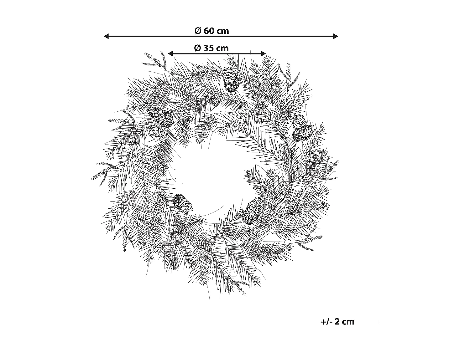 Dekokranz grün mit LED-Beleuchtung Zapfen ⌀ 60 cm KAMERUN