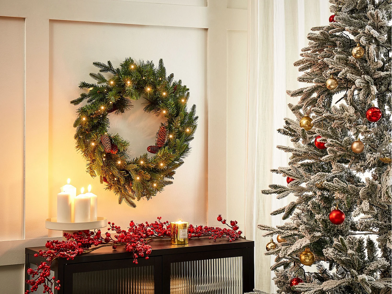 Couronne de Noël LED KAMERUN Vert 60 cm