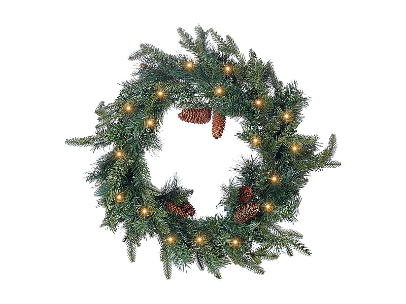 Dekokranz grün mit LED-Beleuchtung Zapfen ⌀ 60 cm KAMERUN