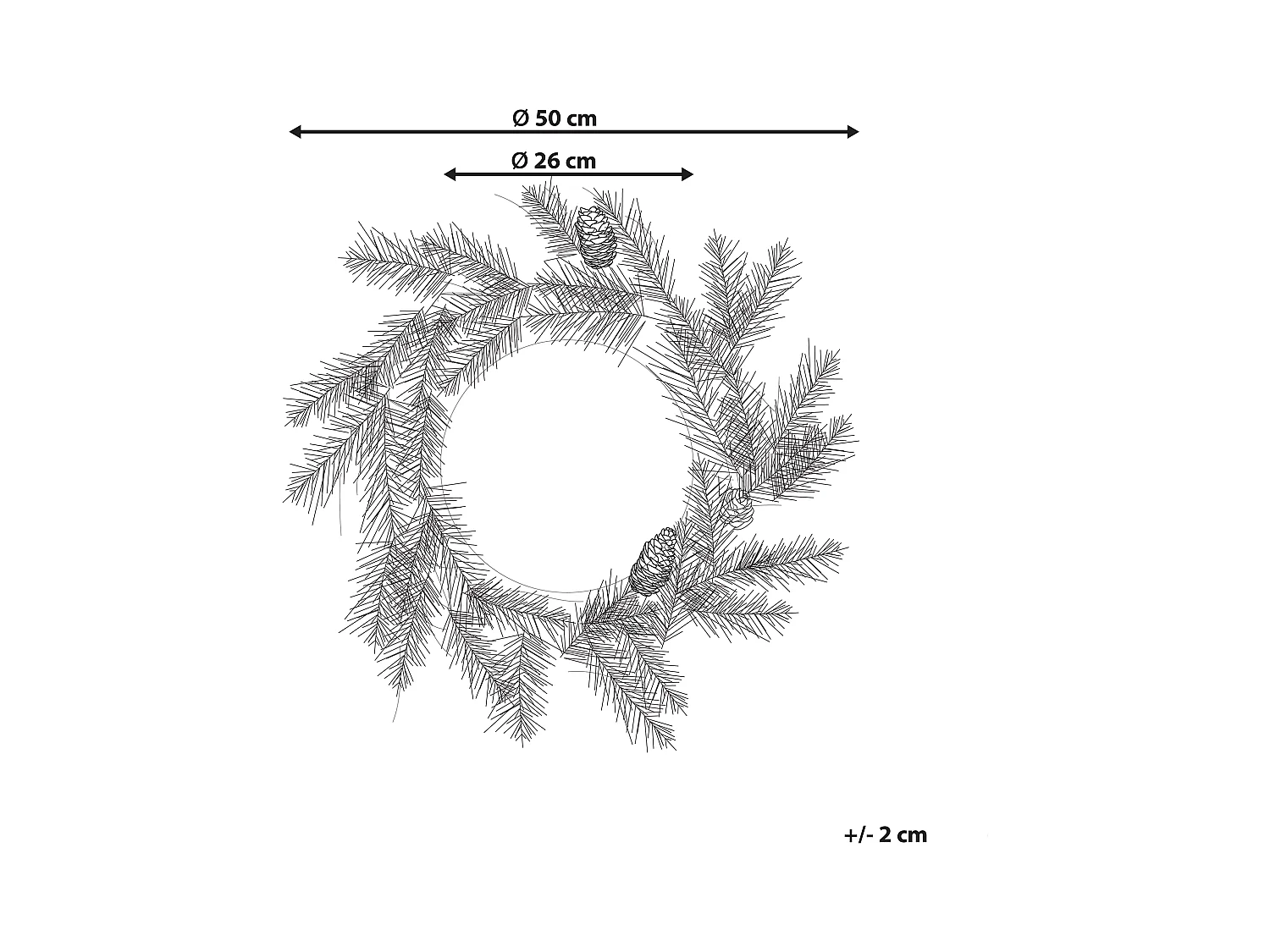 Weihnachtskranz grün mit Beleuchtung roten Beeren Zapfen ⌀ 50 cm Whitehorn