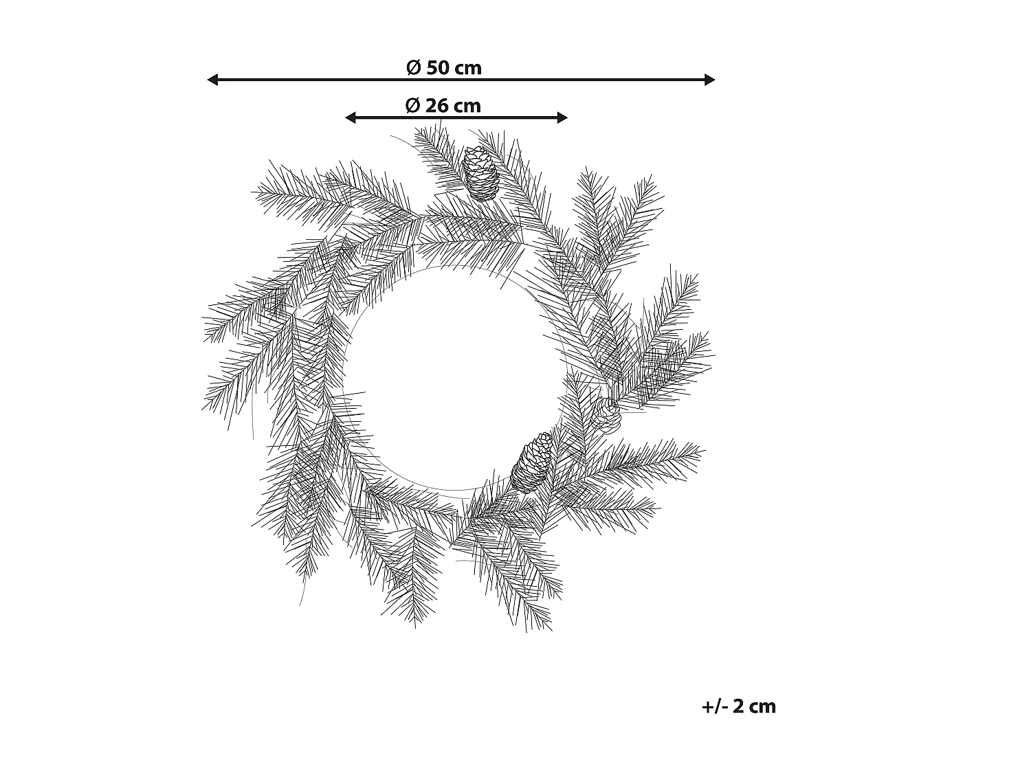 Couronne de Noël LED WHITEHORN Vert foncé 50 cm