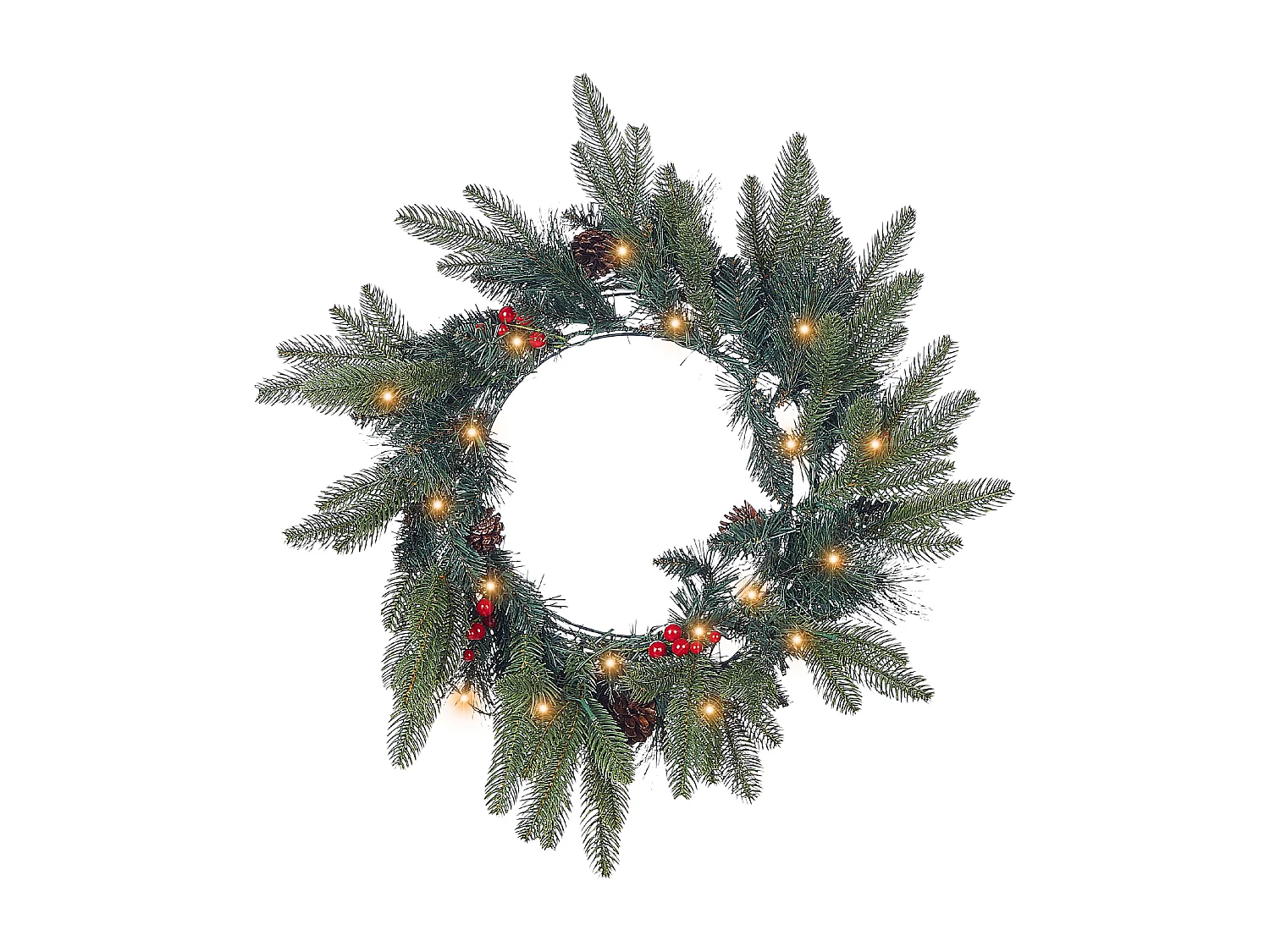 Couronne de Noël LED WHITEHORN Vert foncé 50 cm