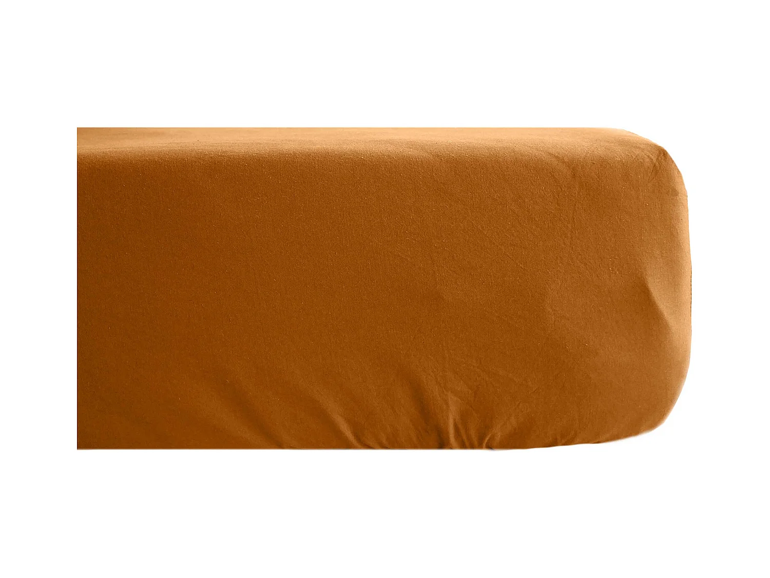 Drap housse en lin lavé froissé 160x200 cm SONATE orange Terre Cuite