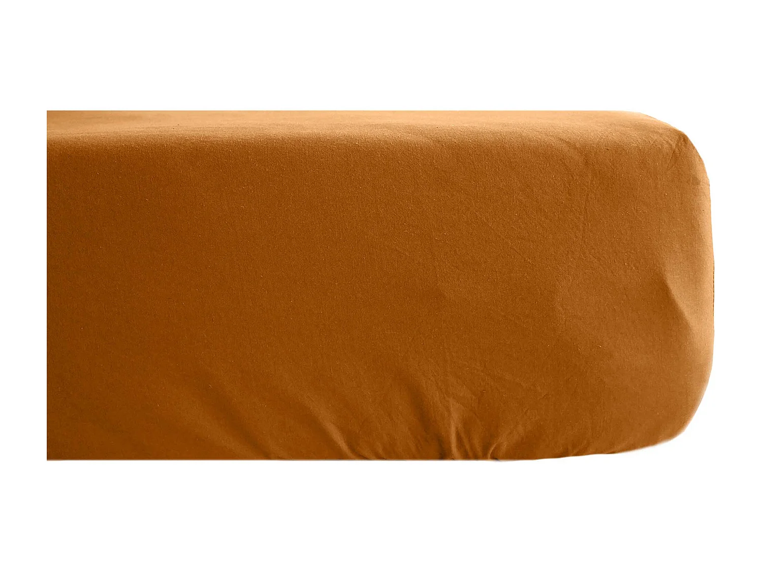 Drap housse en lin lavé froissé 160x200 cm SONATE orange Terre Cuite