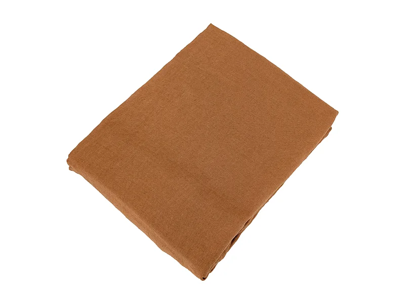 Drap housse en lin lavé froissé 160x200 cm SONATE orange Terre Cuite