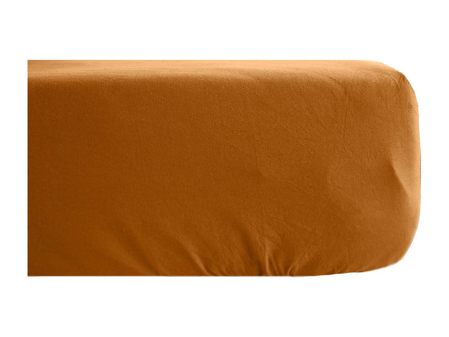 Drap housse en lin lavé froissé 140x190 cm SONATE orange Terre Cuite