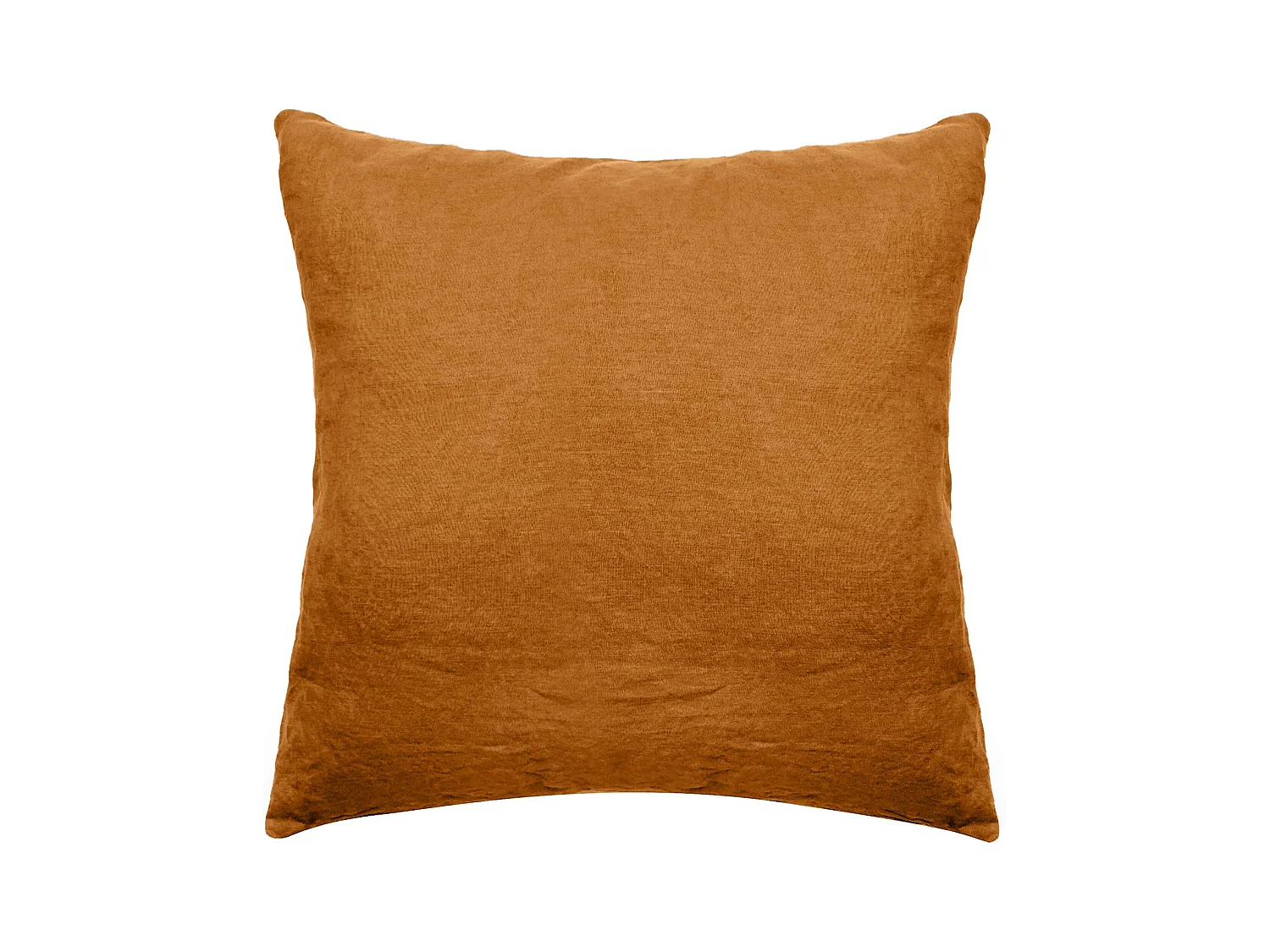 Taie d'oreiller uni 65X65 cm lin lavé froissé SONATE orange Terracotta