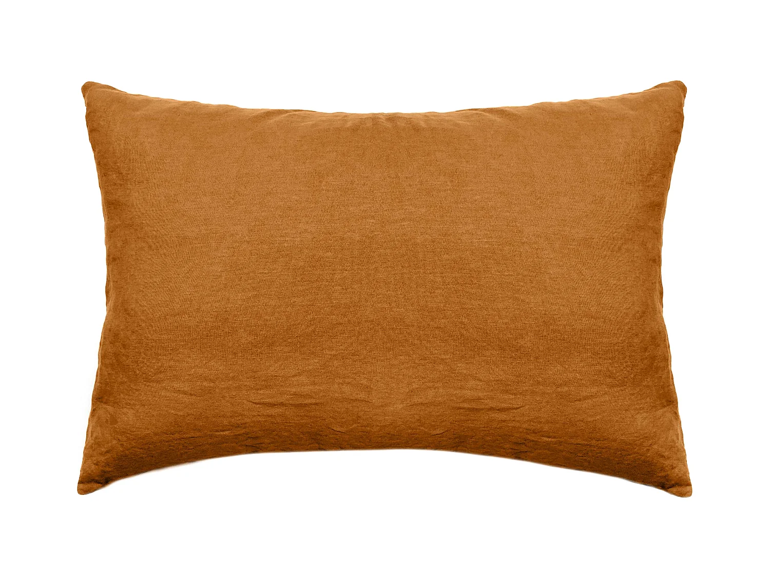 Taie d'oreiller uni 50x70 cm lin lavé froissé SONATE orange Terracotta
