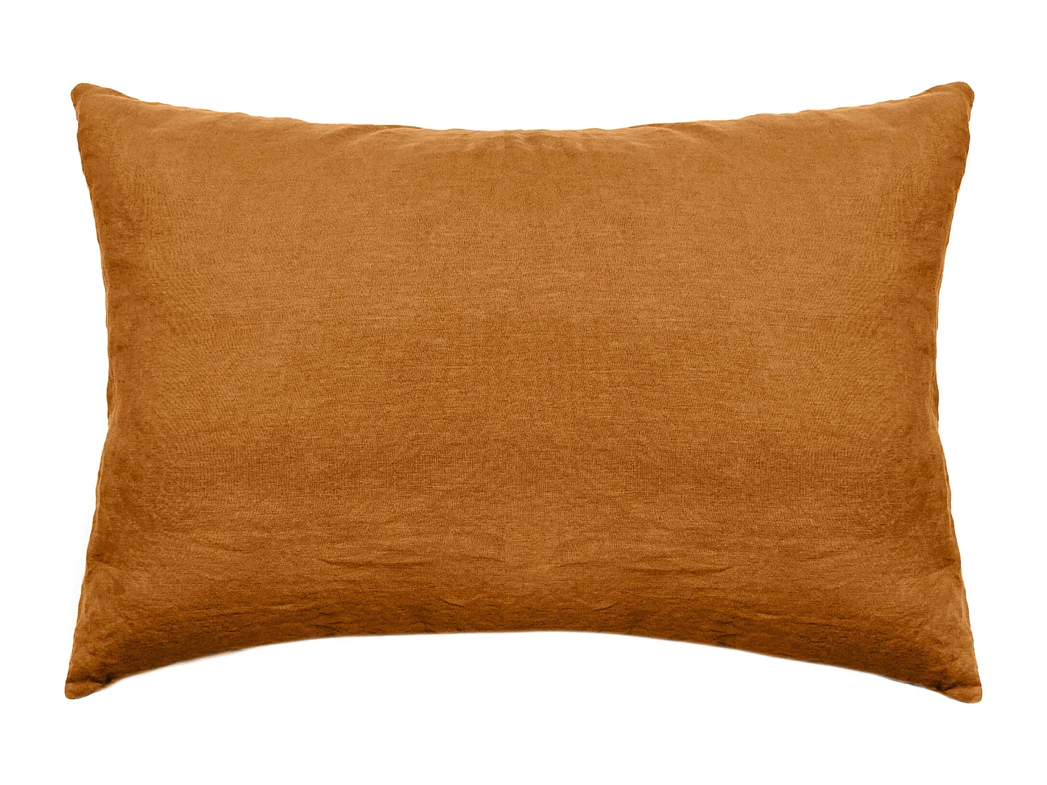 Taie d'oreiller uni 50x70 cm lin lavé froissé SONATE orange Terracotta