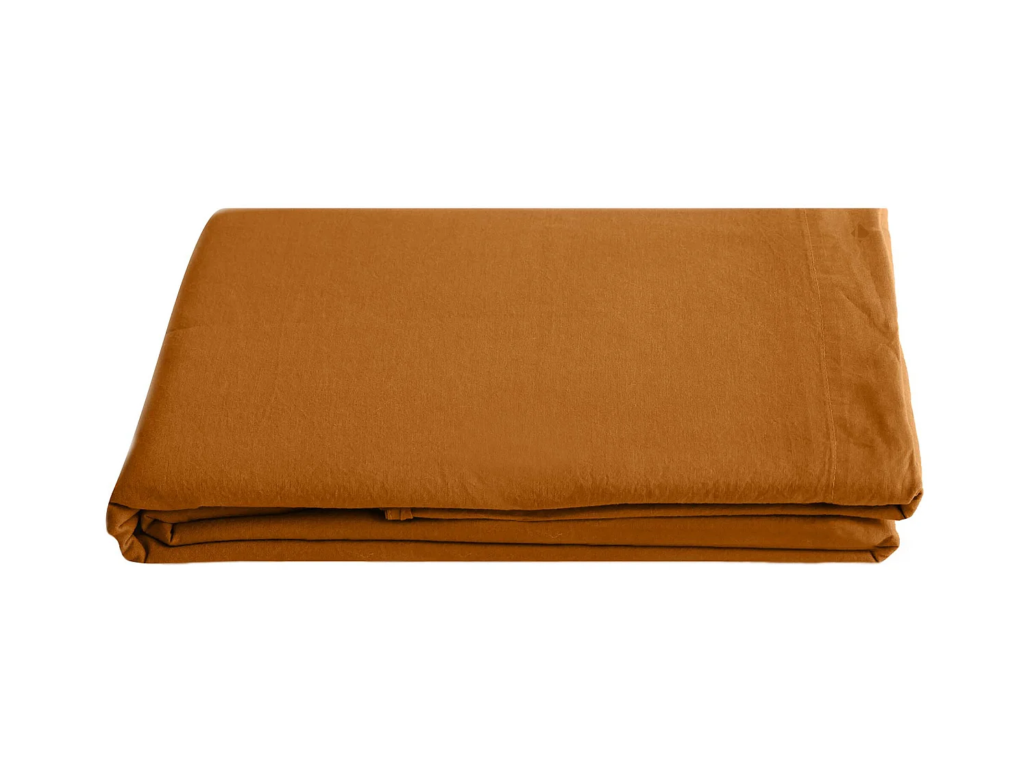 Drap plat uni 270x300 cm lin lavé froissé SONATE orange Terre Cuite