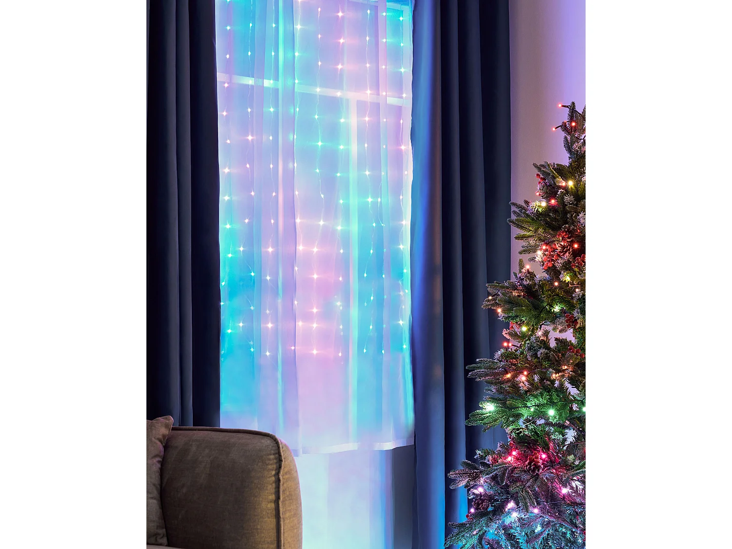 Rideau lumineux LED intelligente avec l'application KULUSUK 150 x 320 cm Multicolore