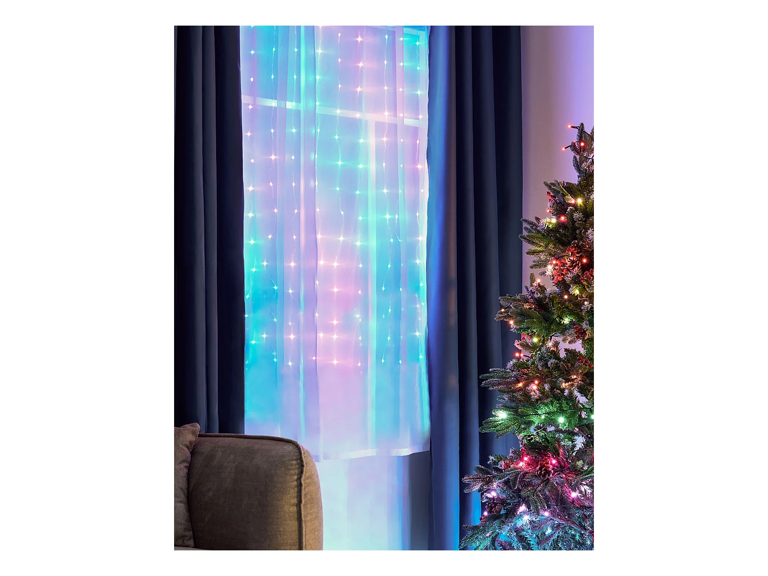Rideau lumineux LED intelligente avec l'application KULUSUK 150 x 320 cm Multicolore