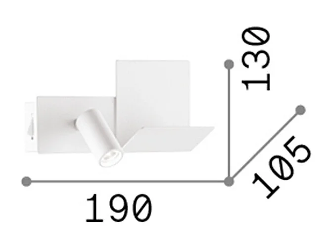 Witte rechthoekige metalen wandlamp met oplaadmogelijkheid voor mobiele telefoon via USB