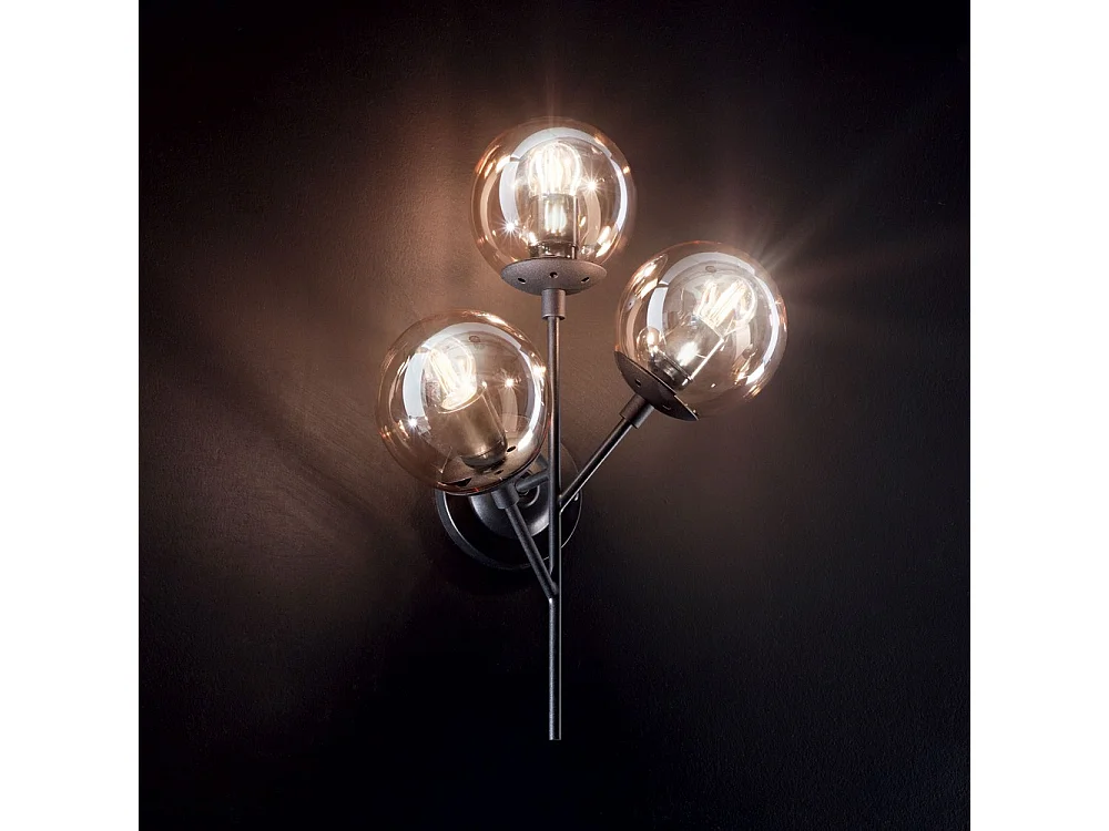 Ideal Lux Kepler Applique murale à 3 lumières, noir