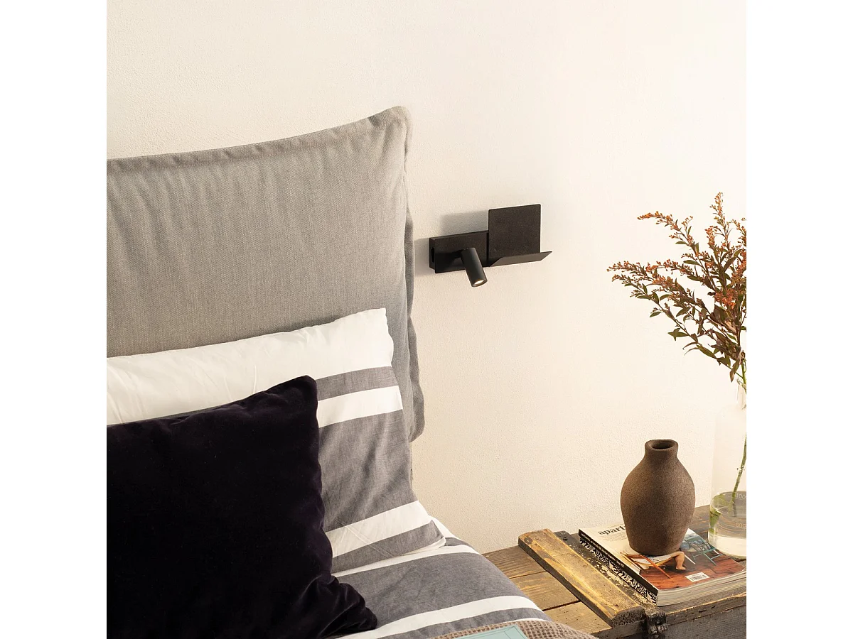 Ideal Lux KOMODO-1 Liseuse LED noire, interrupteur intégré, 3000K, non dimmable