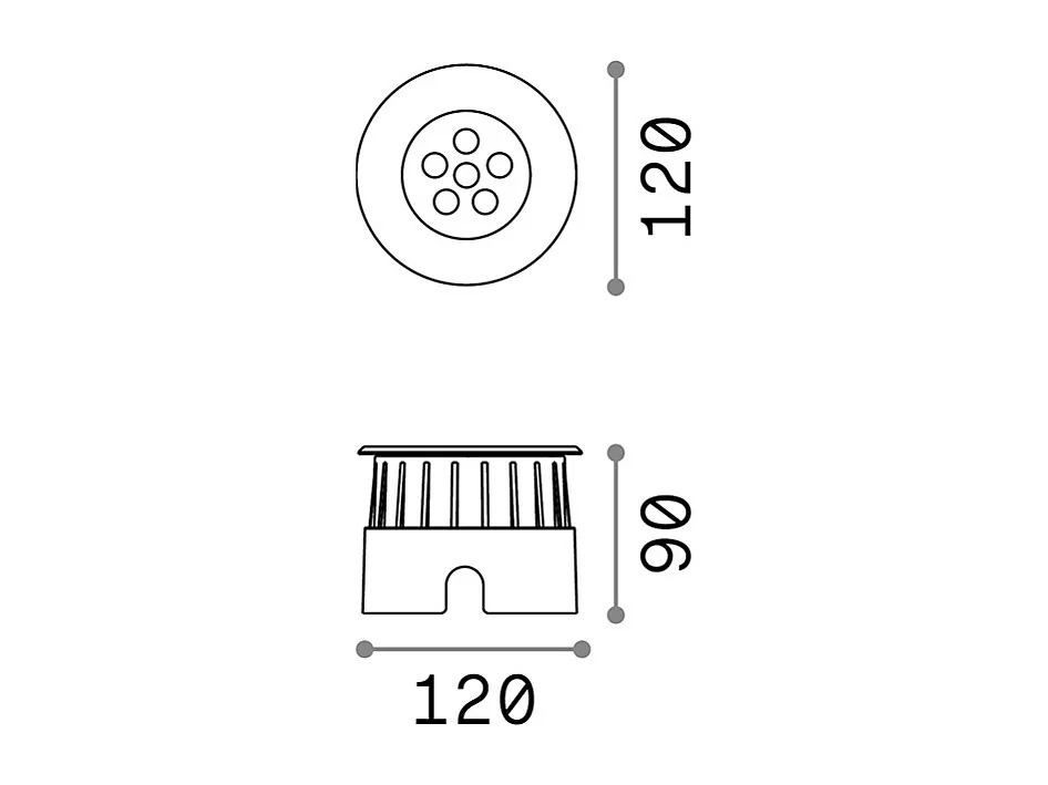 Faretto da incasso per esterni in alluminio finitura alluminio