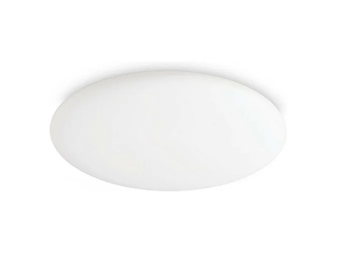 Ronde witte plafondlamp van zuurgeëtst geblazen glas