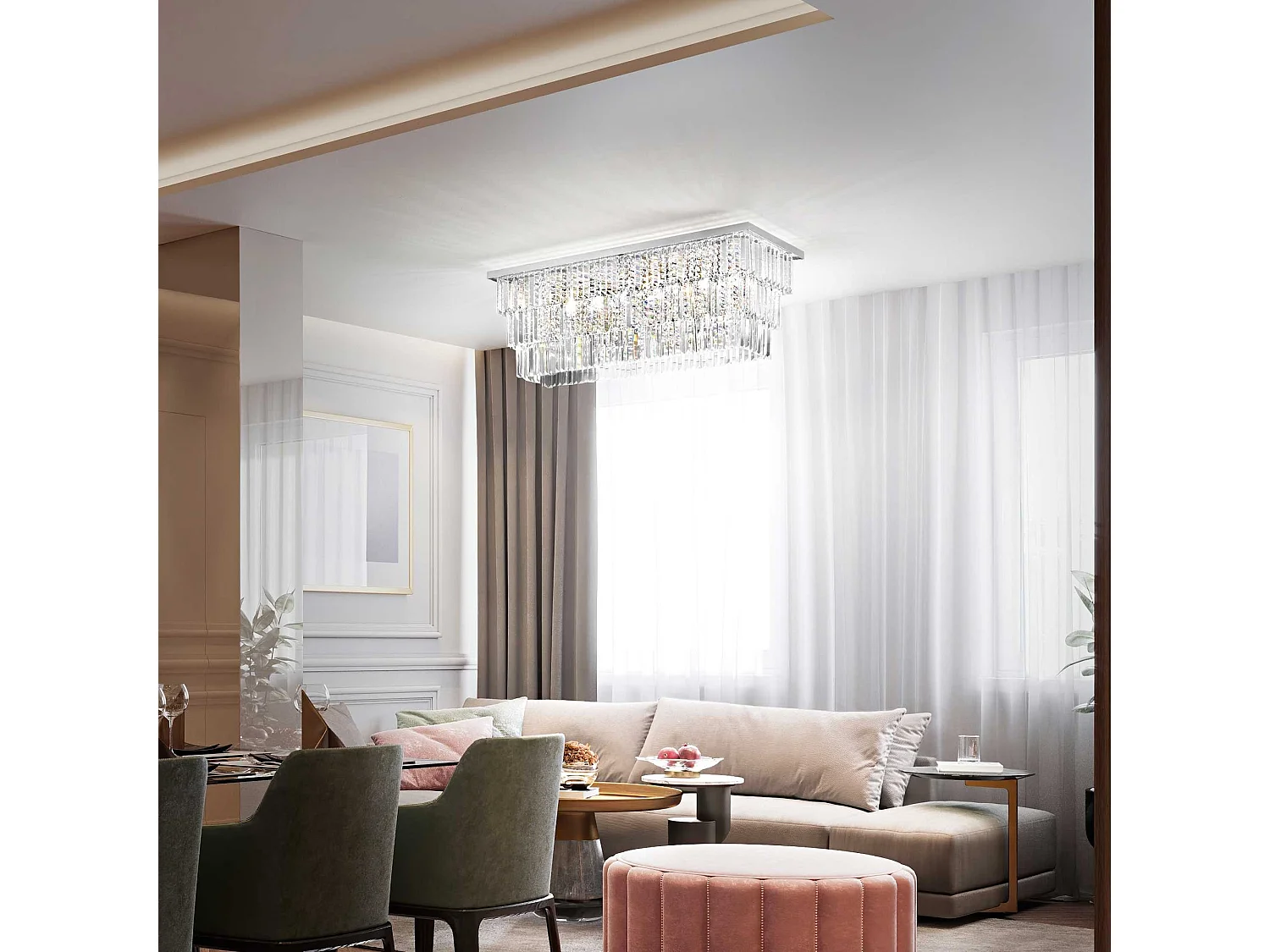 Ideal Lux Martinez Plafonnier à 8 Lumières Chrome