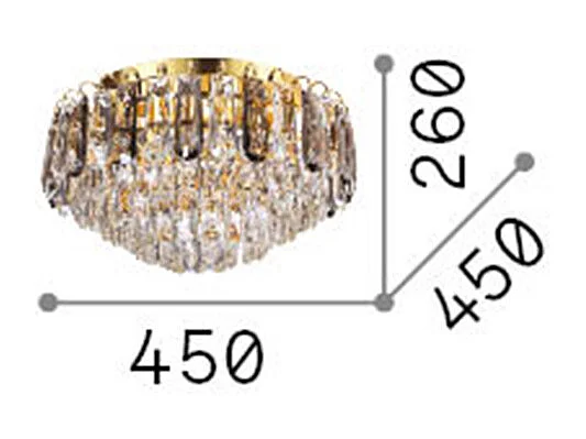 Ideal Lux MAGNOLIA Plafonnier encastré en cristal d'intérieur 7 lumières or, G9