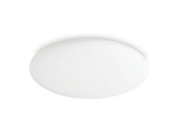 Ronde witte plafondlamp van zuurgeëtst geblazen glas
