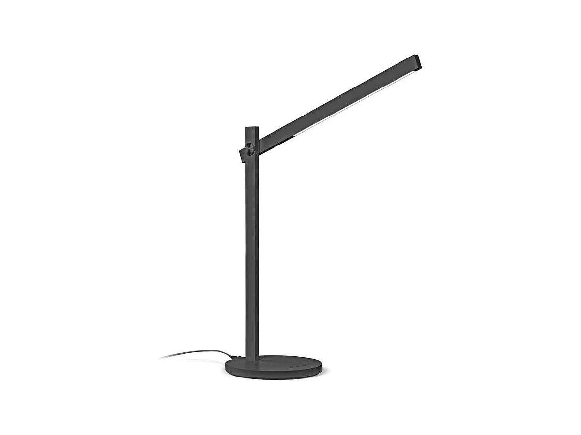 Ideal Lux PIVOT Lampe de table LED intégrée à intensité variable noire, interrupteur intégré, 3000K