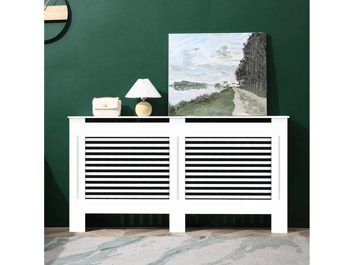 Cache radiateur grille bois cache radiateur maison en mdf couvre radiateur mural couverture de radiateur 172x19x92cm